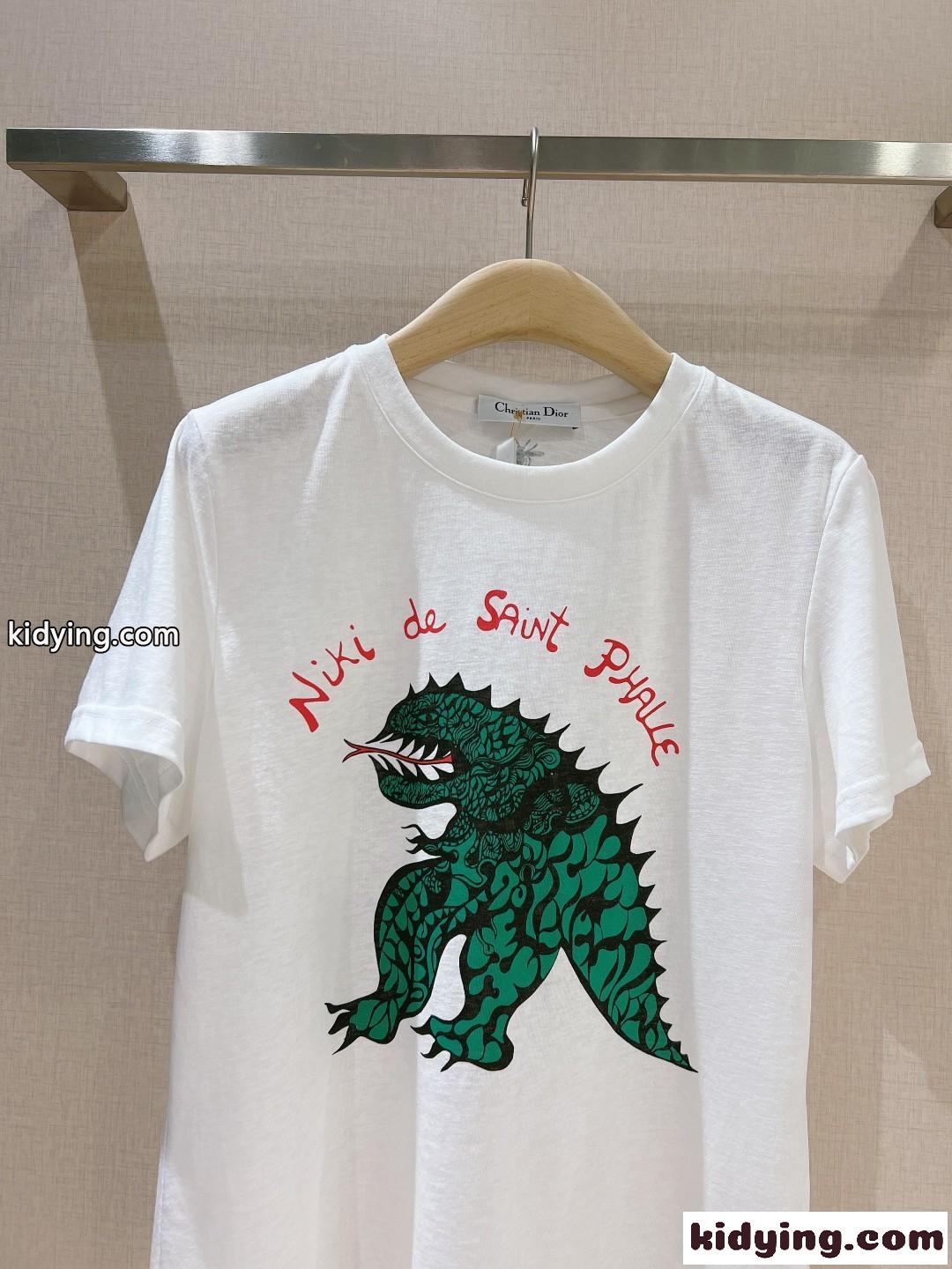 Dragon コットン & リネン 半袖Tシャツ クリスチャン・ディオール Tシャツ コピー ホワイト-4