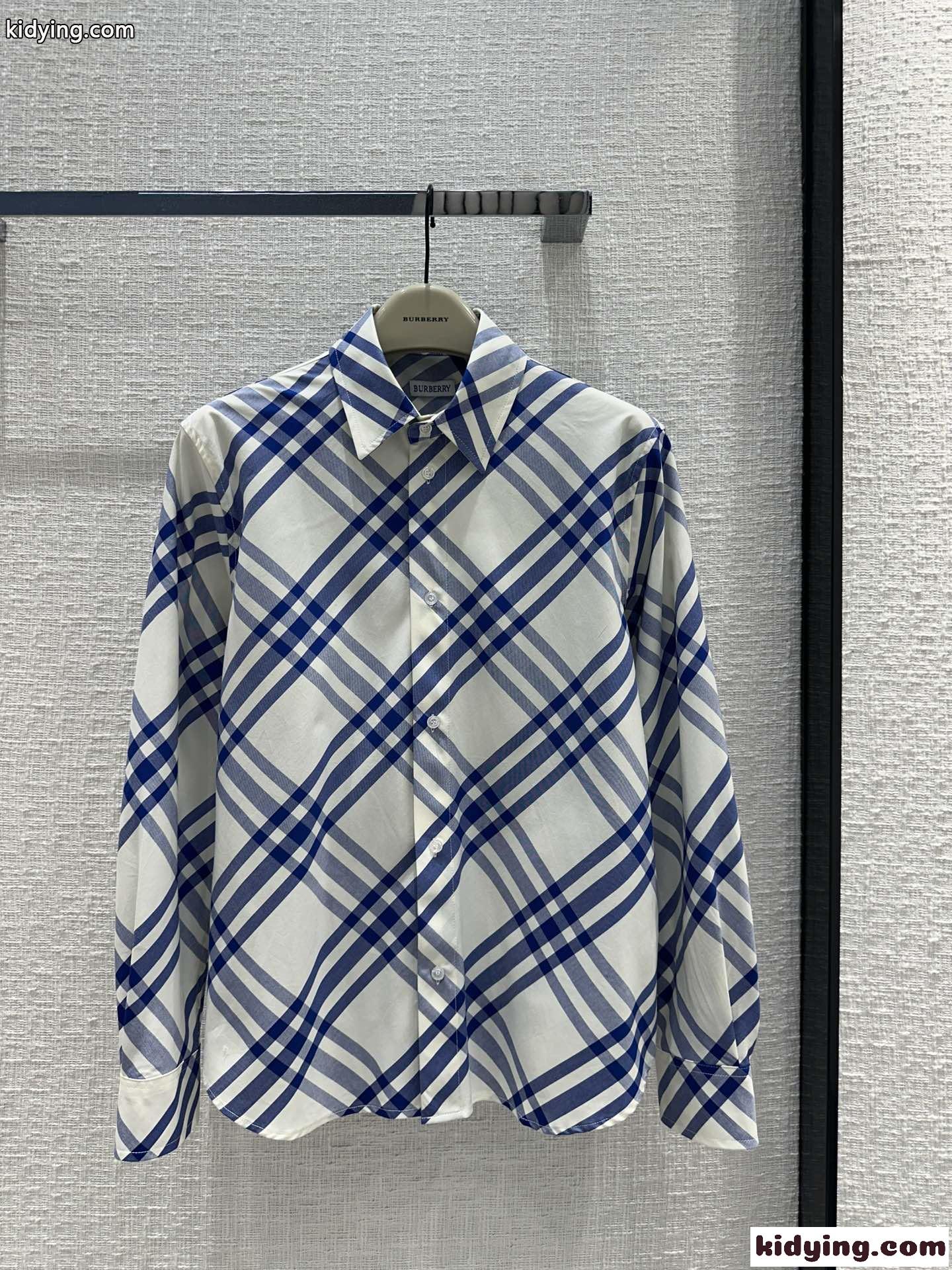 クラシック チェック コットン バーバリー シャツ コピー ブルー-2