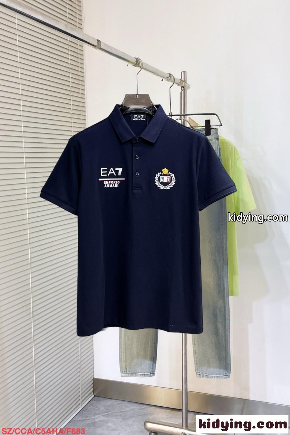 カジュアル 洗練された ロゴ入り ポロシャツ アルマーニ Tシャツ 偽物 ネイビー-0