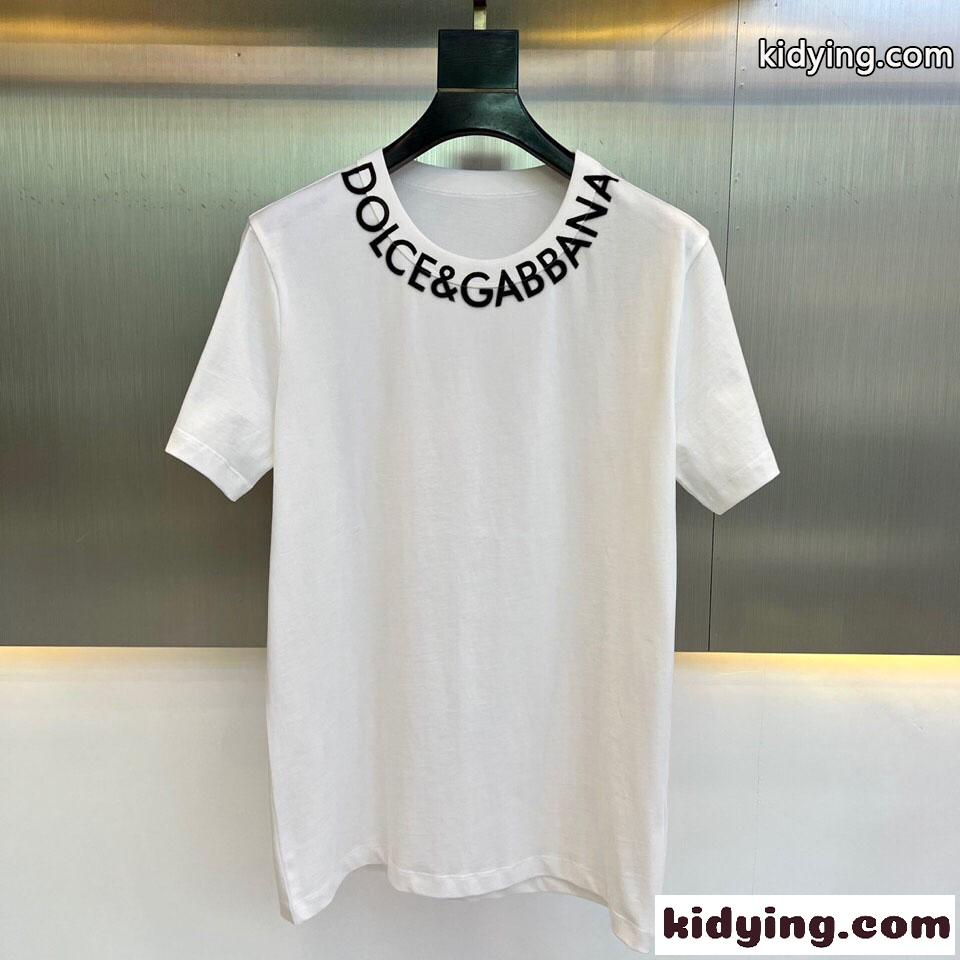 クルーネック ロゴ 半袖 メンズ ドルチェ&ガッバーナ Tシャツ コピー ホワイト-0
