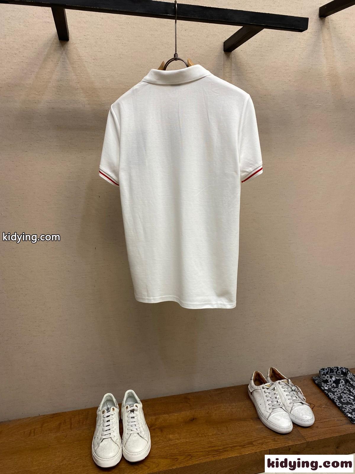 カジュアル コットンピケ ポロシャツ バーバリー 半袖Tシャツ コピー ホワイト-1