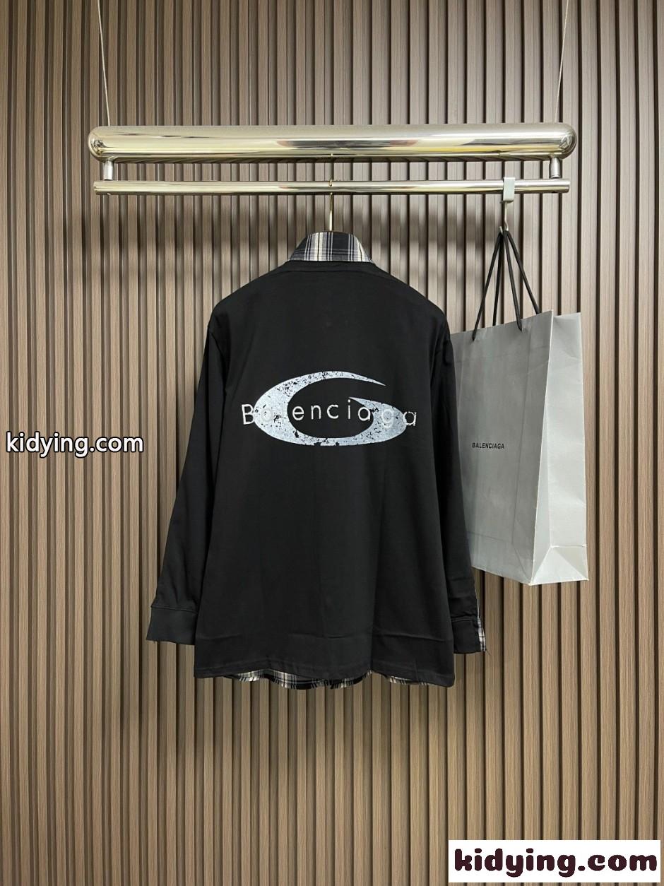 バックロゴ 切り替え チェックシャツ バレンシアガ シャツ 偽物-0