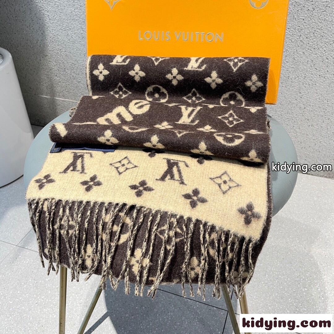大人気 Supreme×LouisVuitton モノグラム マフラー 偽物 カシミヤ-0