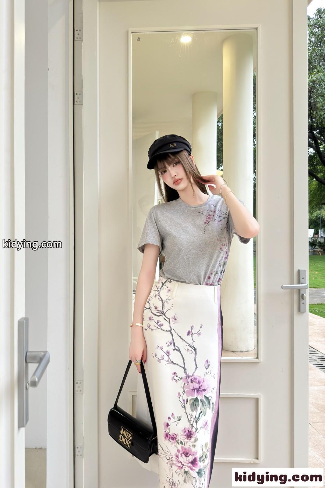Dior Bambou コットンジャージーTシャツ クリスチャン・ディオール Tシャツ コピー レディース-4