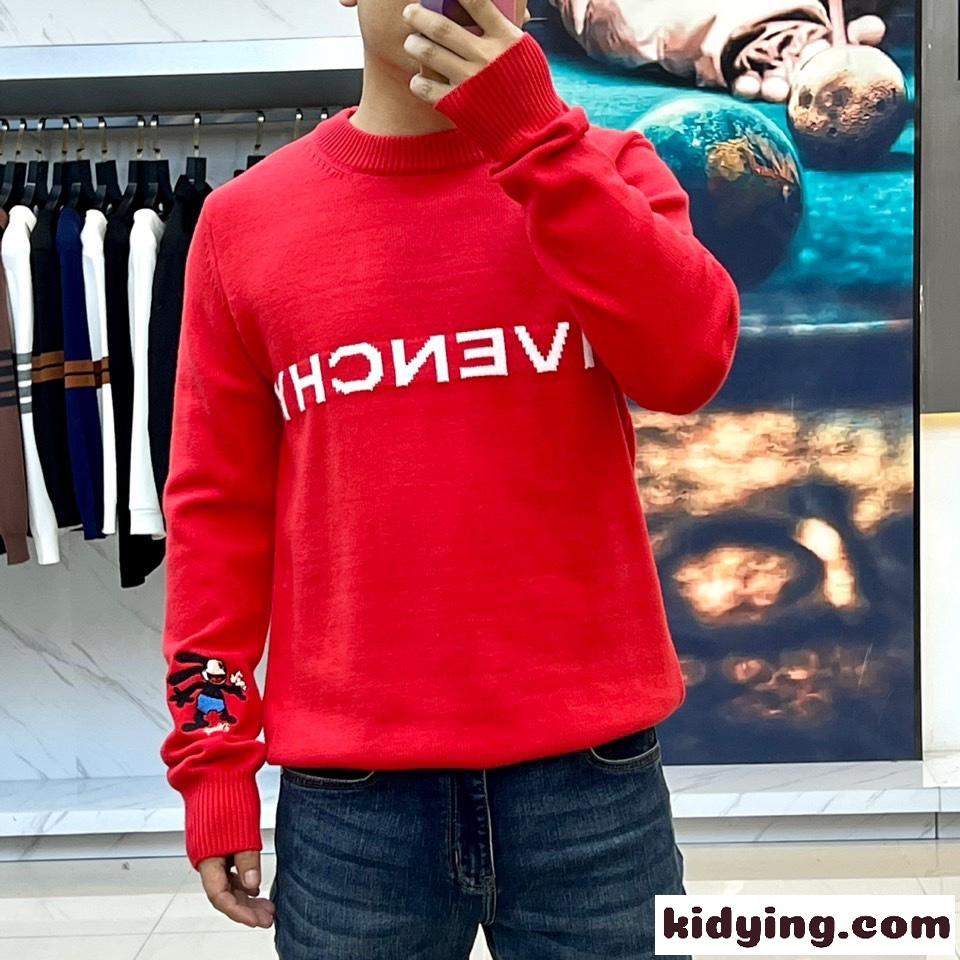 Disney x Givenchy ミッキー ロゴ クルーネック ジバンシィ セーター コピー レッド-1