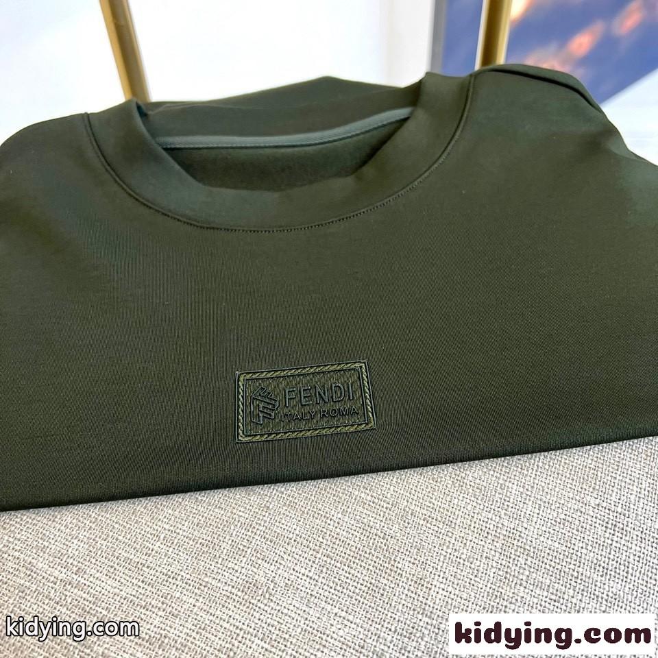 シンプル 合わせやすい クルーネック 長袖Tシャツ フェンディ Tシャツ コピー グリーン-0