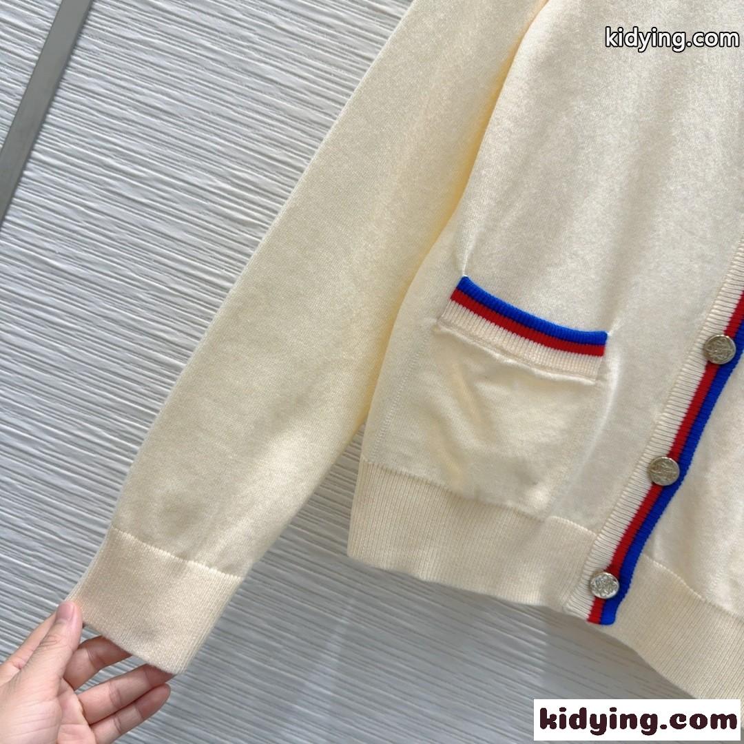 定番 合わせやすい ウール Vネック カーディガン ロエベ ニット コピー ベージュ-1