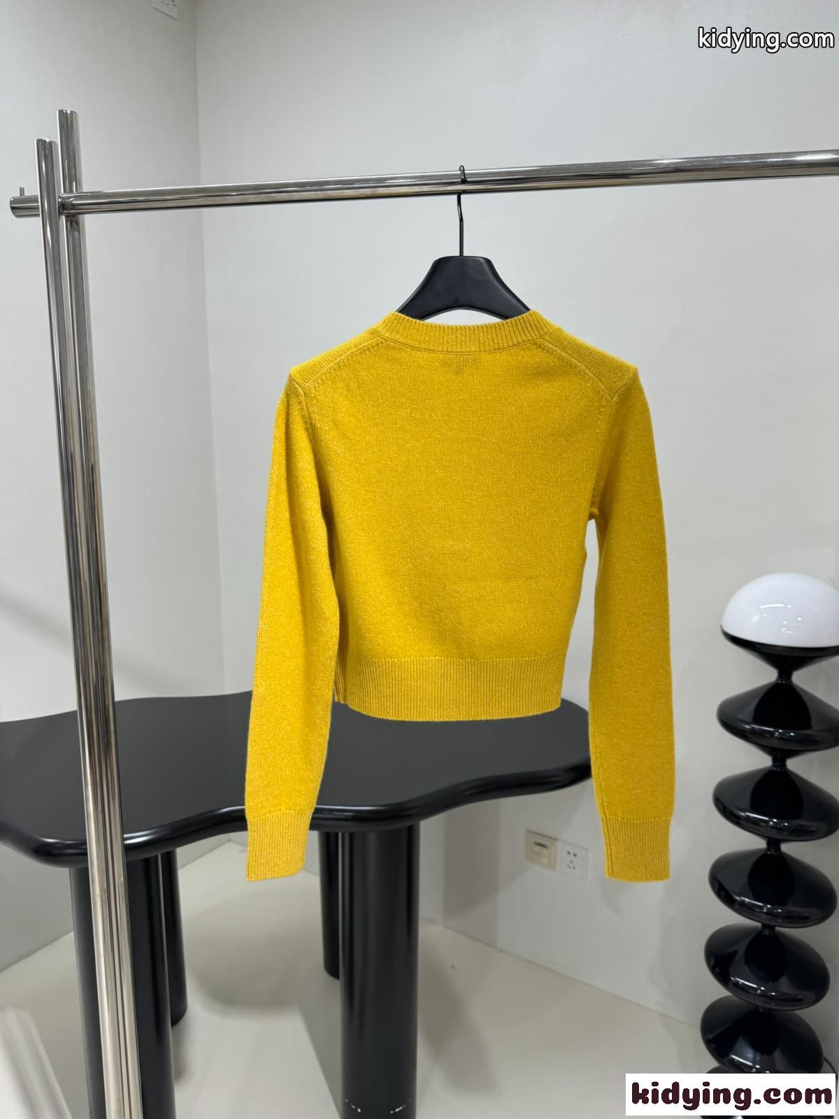 シンプル 合わせやすい カーディガン シャネル ニット コピー イエロー-2