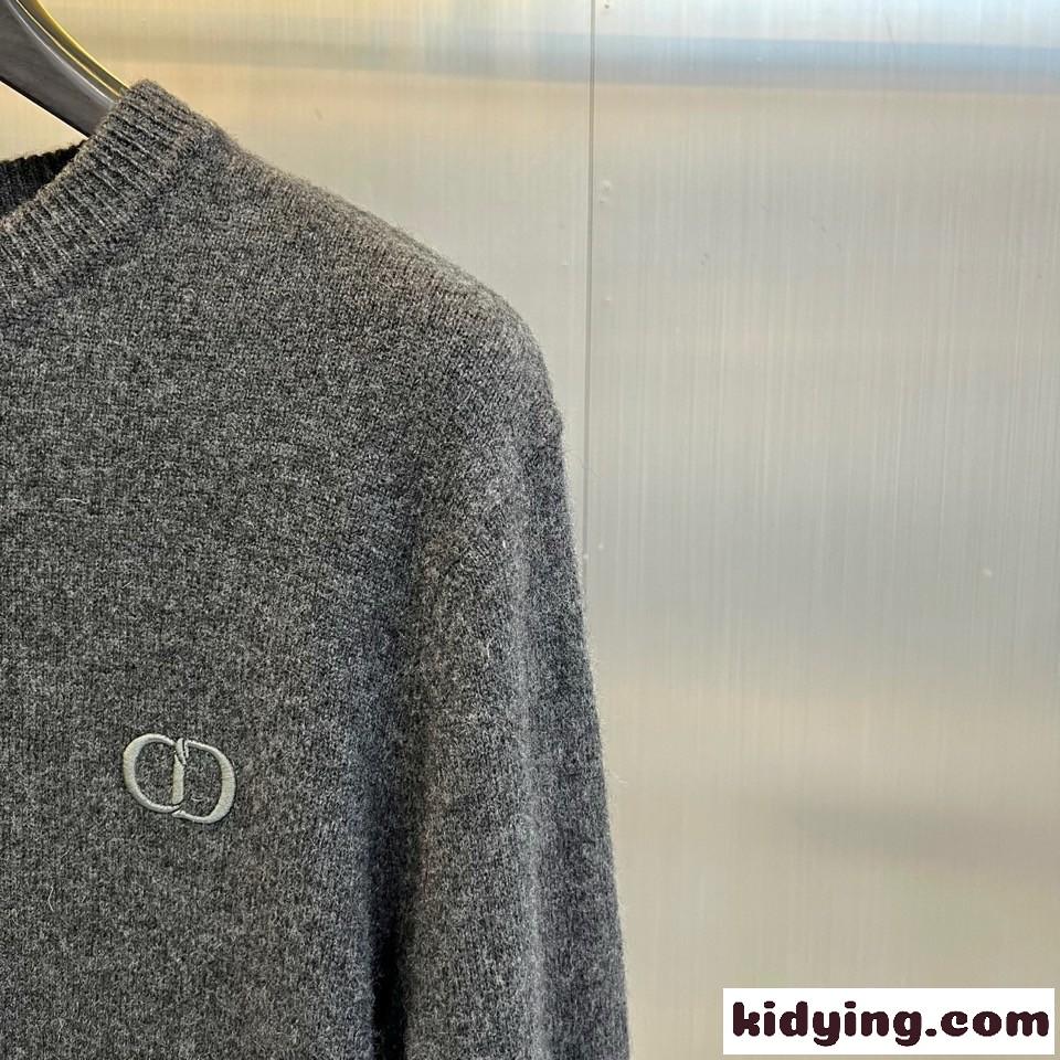 クリスチャン・ディオール セーター 偽物 トップス シンプル 上品 ニット プルオーバー グレー-1