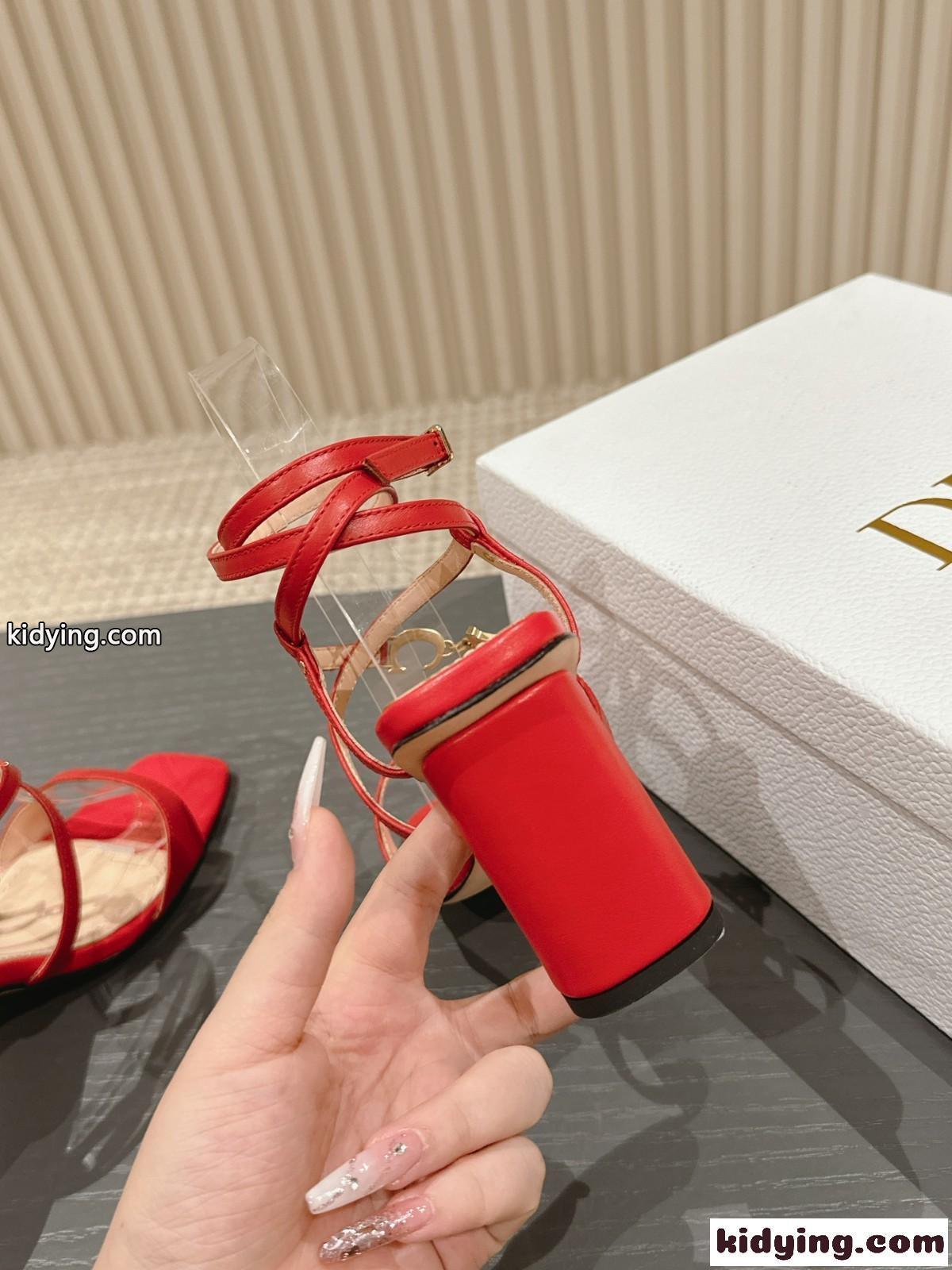 洗練された 9cm Cest Dior ヒールサンダル クリスチャン・ディオール サンダル コピー レッド-3