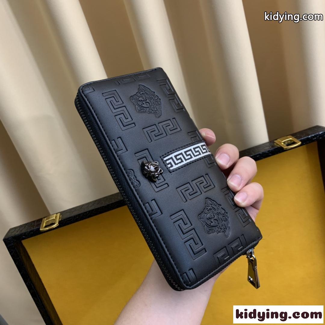 高品質 ロゴ ラウンドファスナー ヴェルサーチェ 財布 コピー メンズ カード入れ おしゃれ ブラック-1