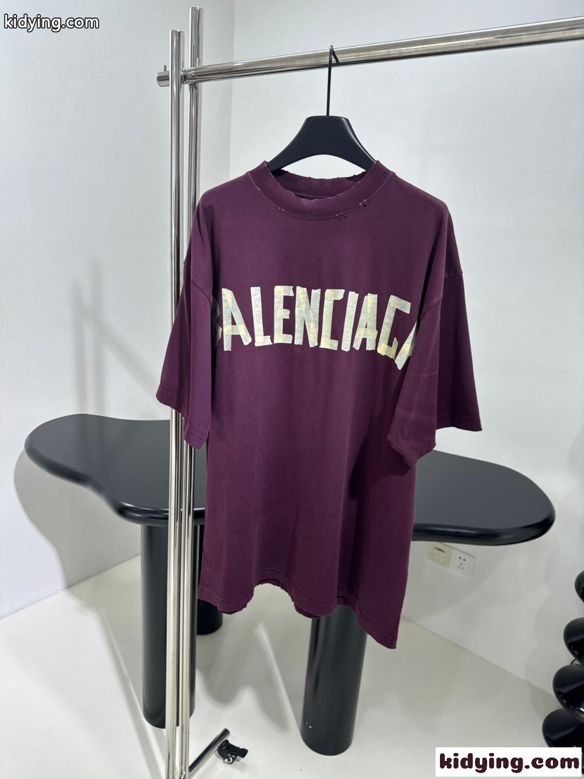 人気 カジュアル TAPE TYPE Tシャツ バレンシアガ Tシャツ コピー パープル-0