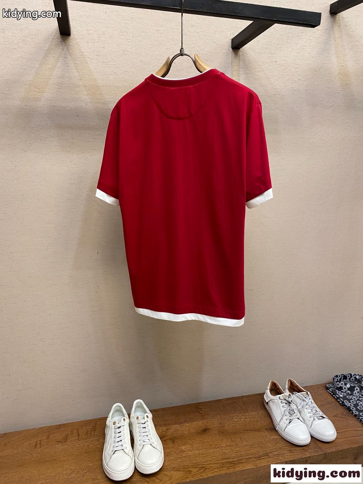 おしゃれ コットン 半袖Tシャツ プラダ Tシャツ コピー ユニセックス レッド-1