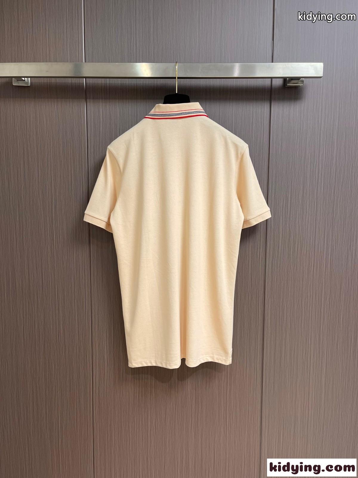 クラシック カジュアル コットンピケ ポロシャツ バーバリー 半袖Tシャツ コピー キャメル-1