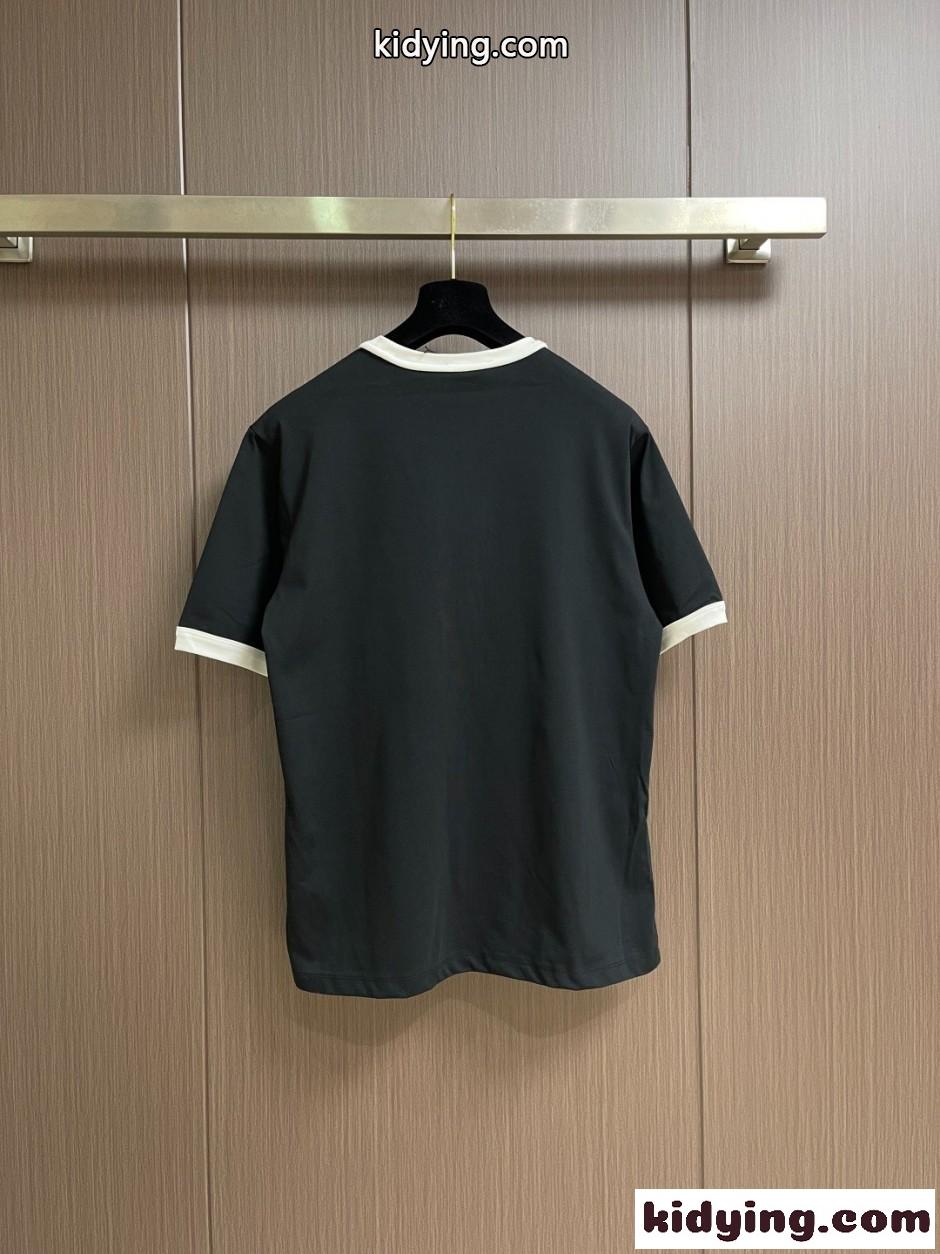 配色 スクリプトロゴ リンガーTシャツ グッチ Tシャツ 偽物 コットン ブラック-1
