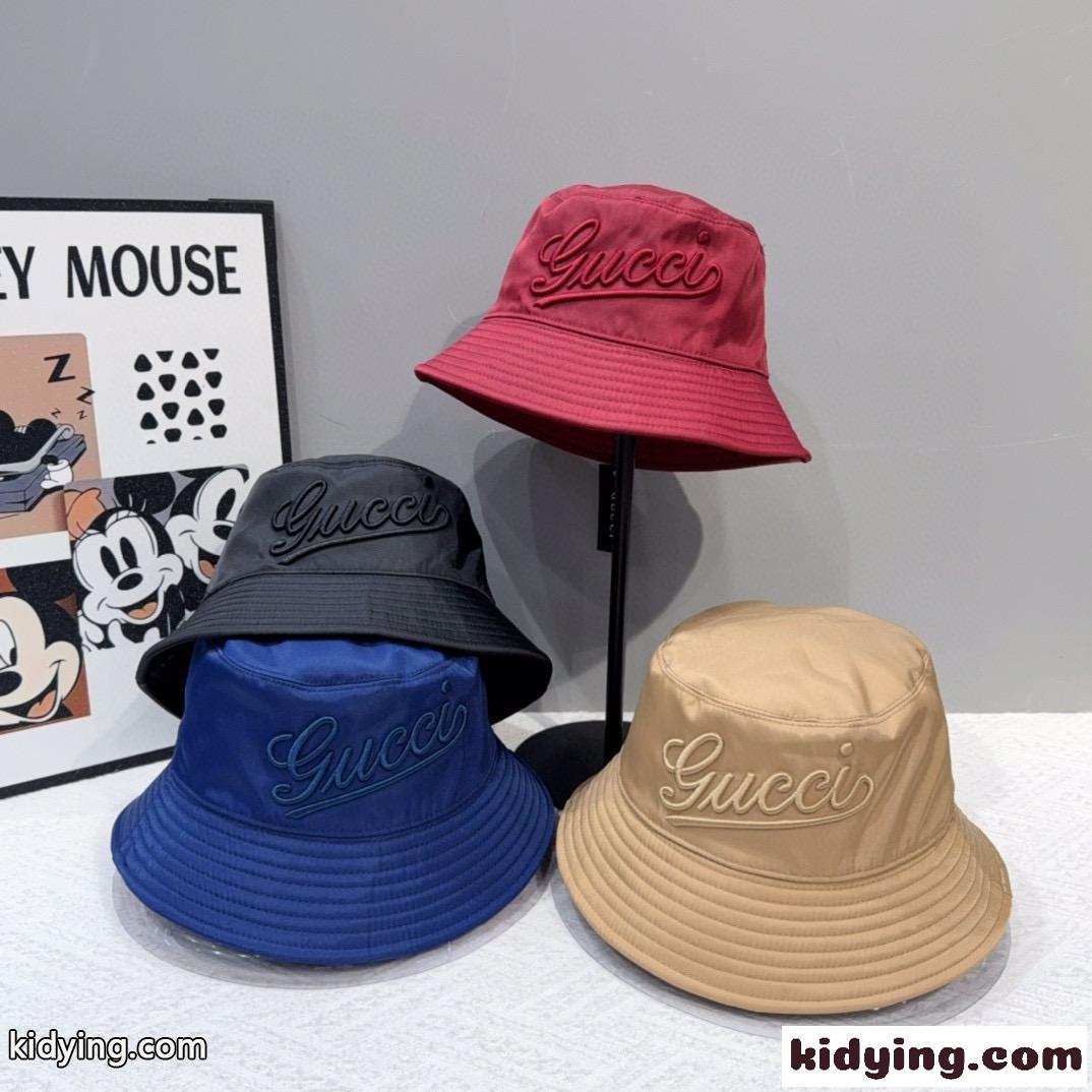 洗練された モダン ロゴ刺繍 バケットハット グッチ キャップ 偽物 帽子-0