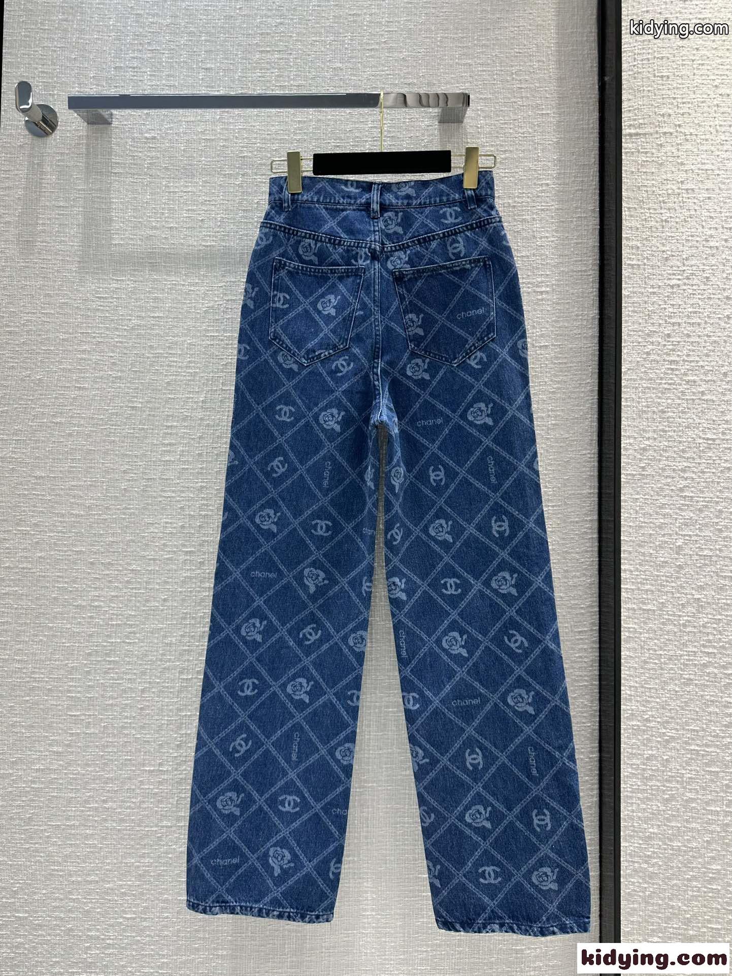 ロゴ 総柄 上品 カジュアル シャネル パンツ コピー デニムパンツ ハイウエスト ジーンズ-3