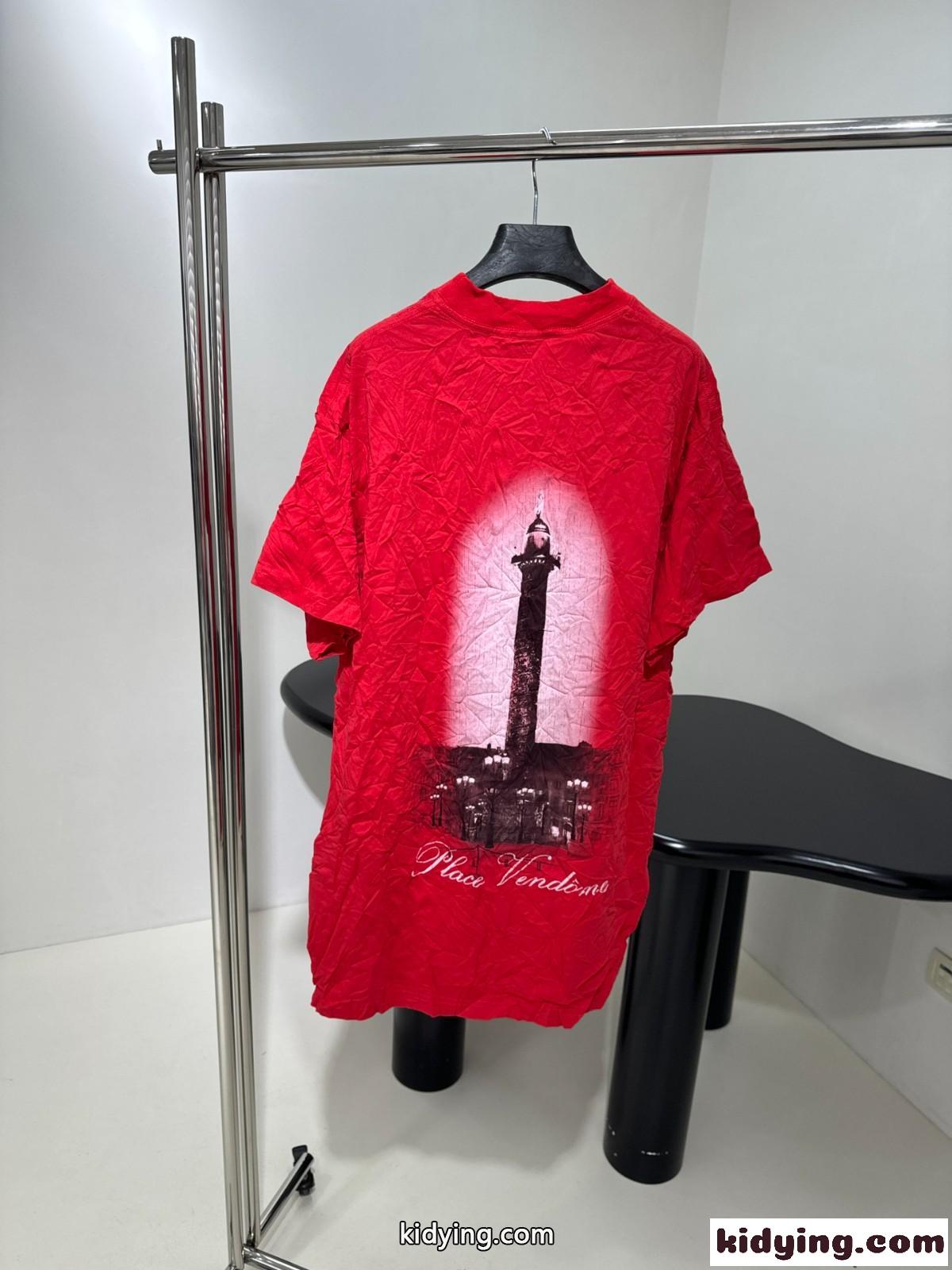 VOGUE 半袖Tシャツ オーバーサイズ バレンシアガ Tシャツ コピー レッド-1