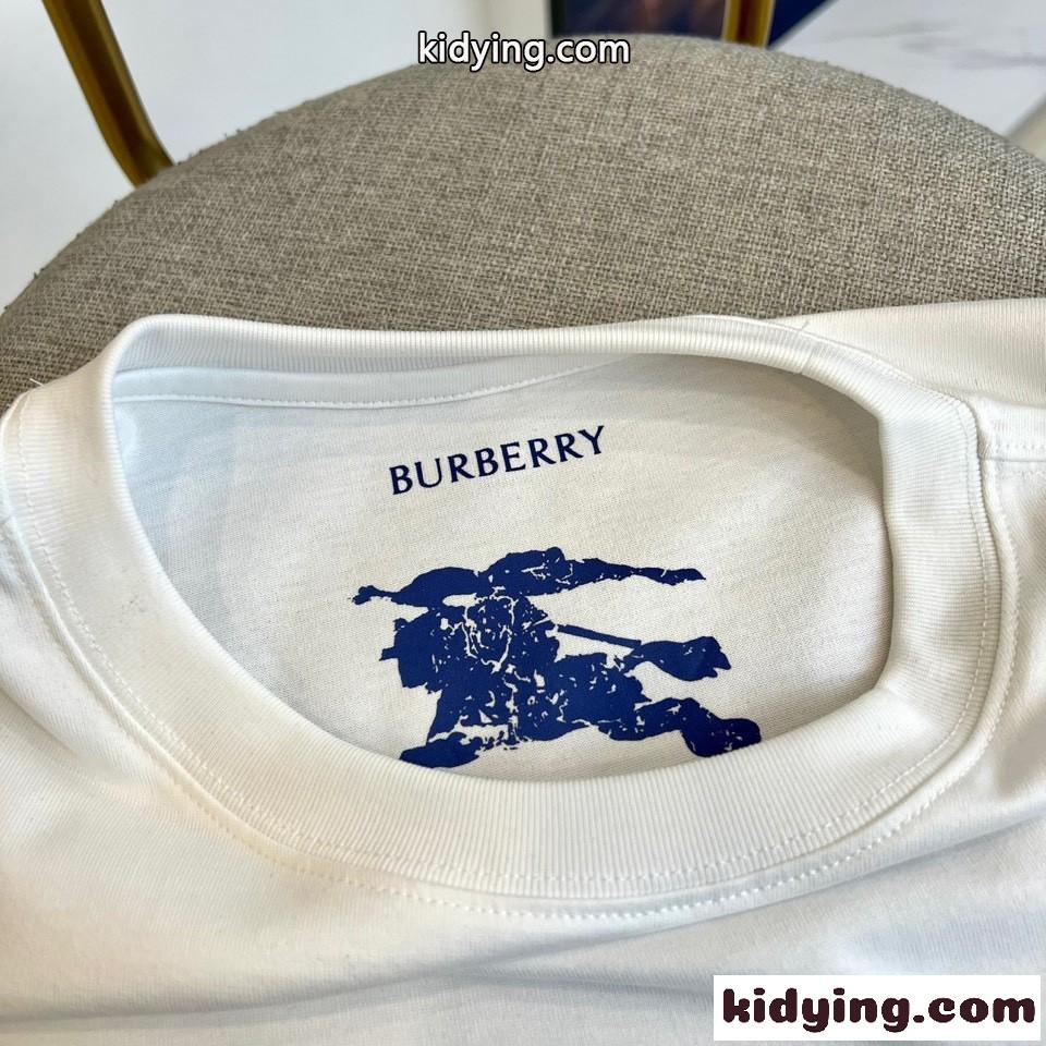 合わせやすい シンプル クルーネック 半袖Tシャツ バーバリー Tシャツ コピー ホワイト-4