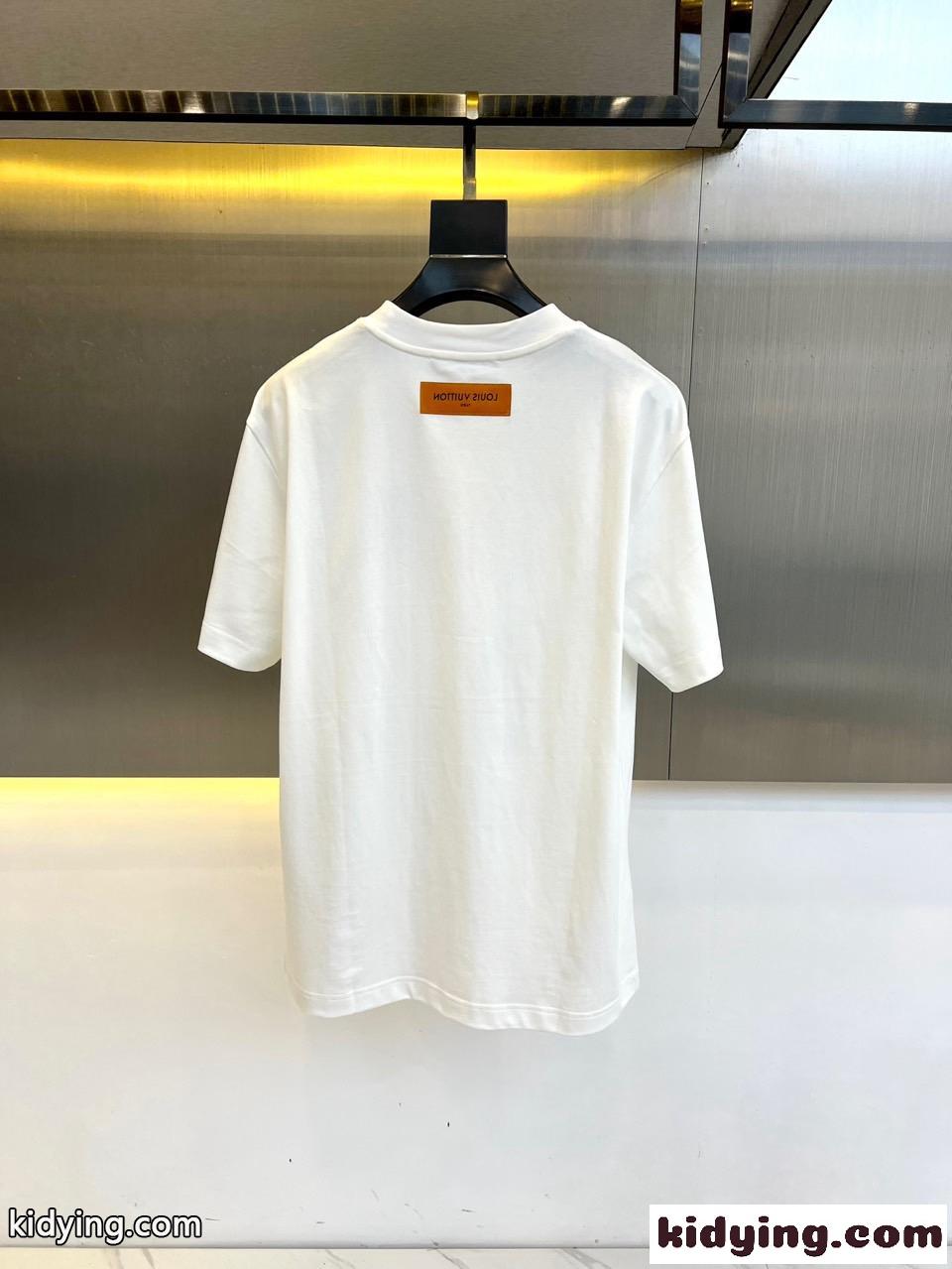 ルイ・ヴィトン Tシャツ コピー カジュアル ロゴ コットン 半袖Tシャツ ホワイト-3