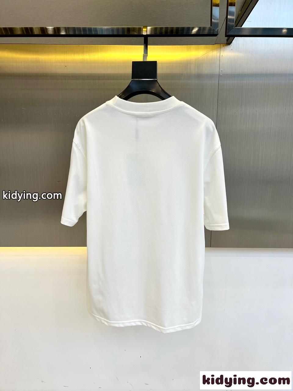 おしゃれ ロゴ入り 半袖Tシャツ バーバリー Tシャツ 偽物 クルーネック ホワイト-3