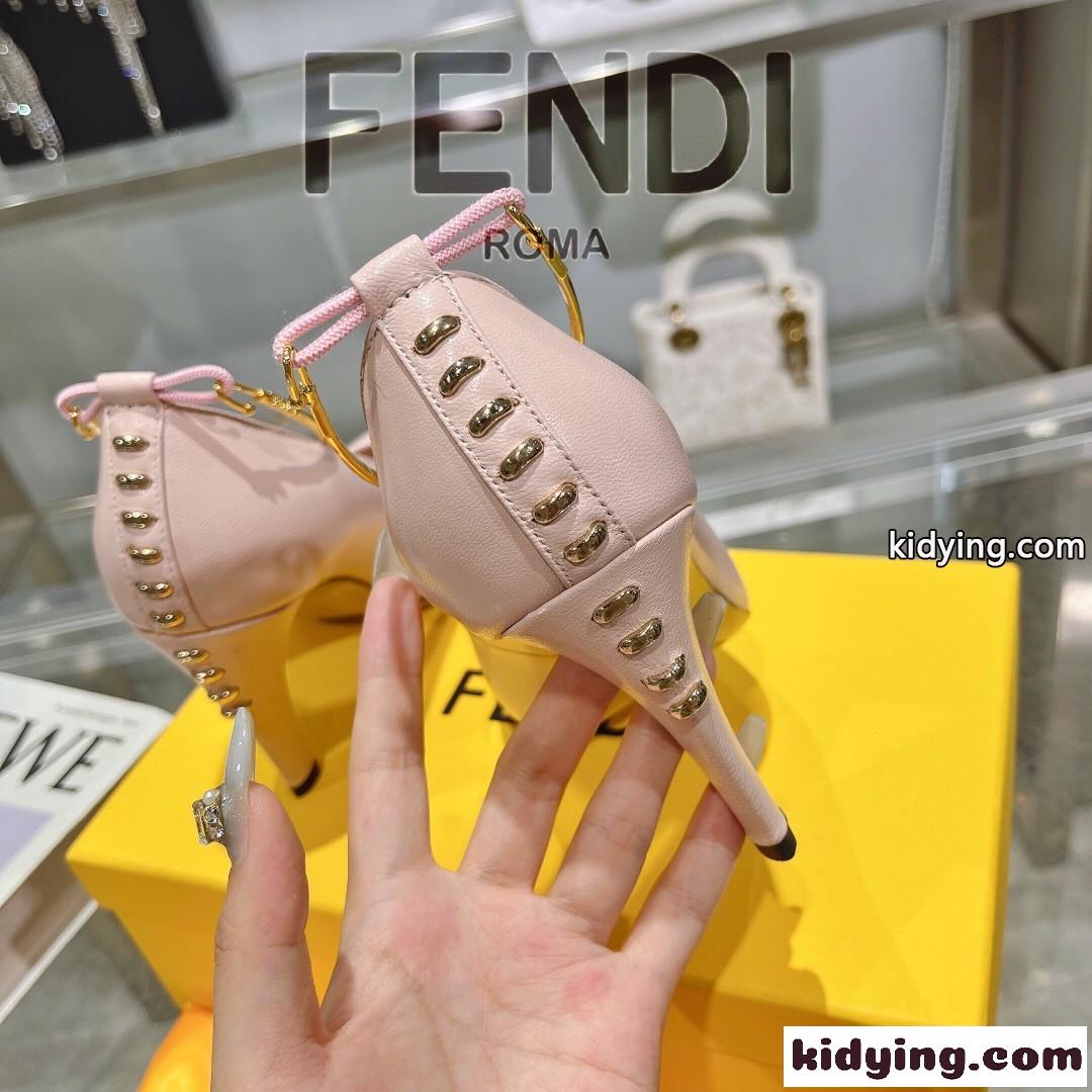 フェンディ フィーロ レザー パンプス スーパーコピー ハイヒール ピンク-0