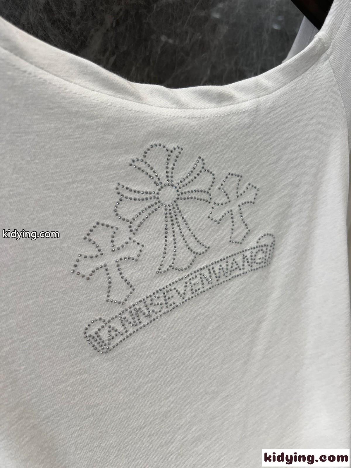 ラインストーンロゴ オフショルダー 長袖Tシャツ クロムハーツ Tシャツ コピー ホワイト-2