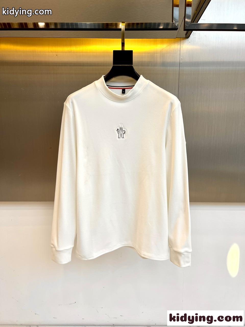 シンプル 上品 合わせやすい 長袖Tシャツ モンクレール Tシャツ 偽物 ホワイト-0