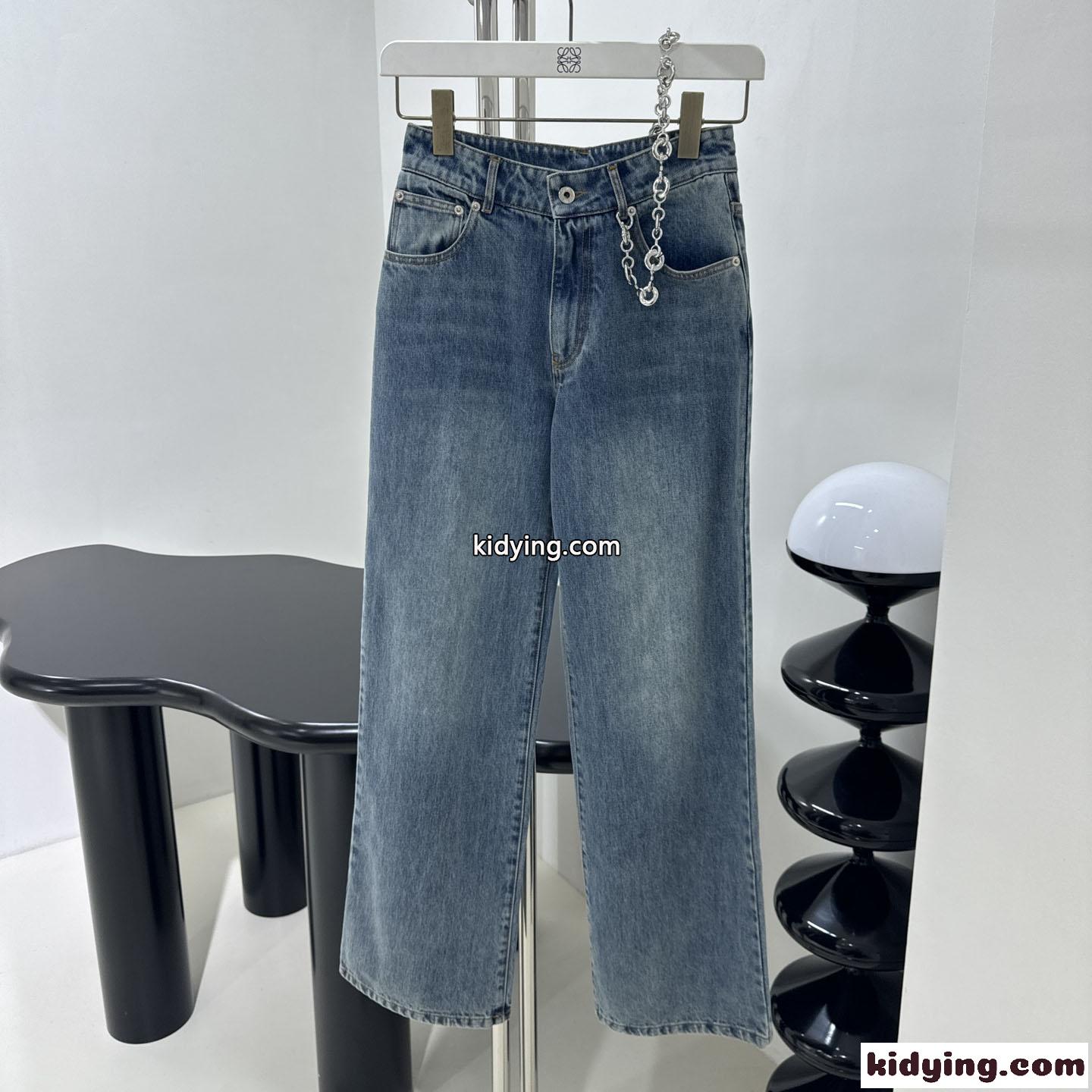 チェーン付き デニムパンツ ロエベ ジーンズ コピー レディース-0