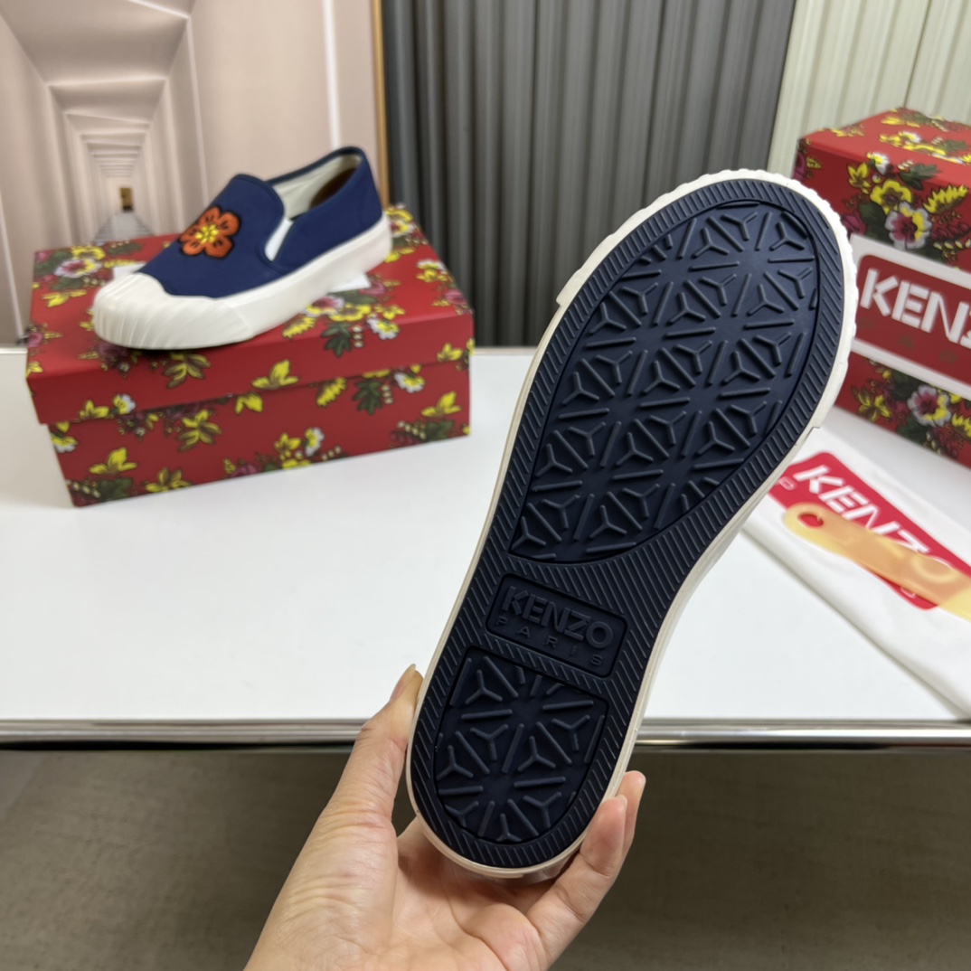 KENZOSCHOOL メンズ スリッポン スニーカー ケンゾー スニーカー コピー ブルー-4
