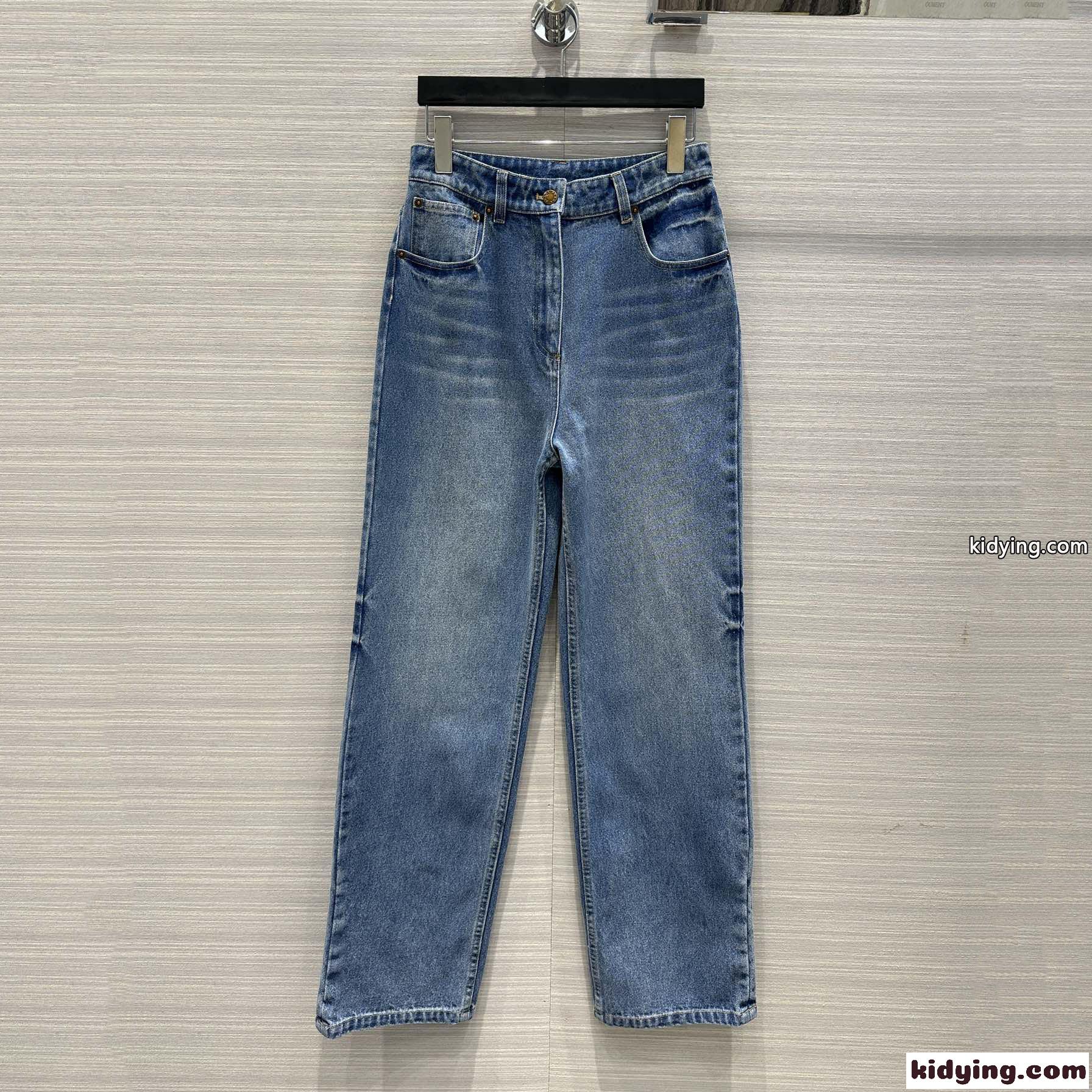 シンプル 合わせやすい トライアングルロゴ プラダ パンツ コピー デニムパンツ-2
