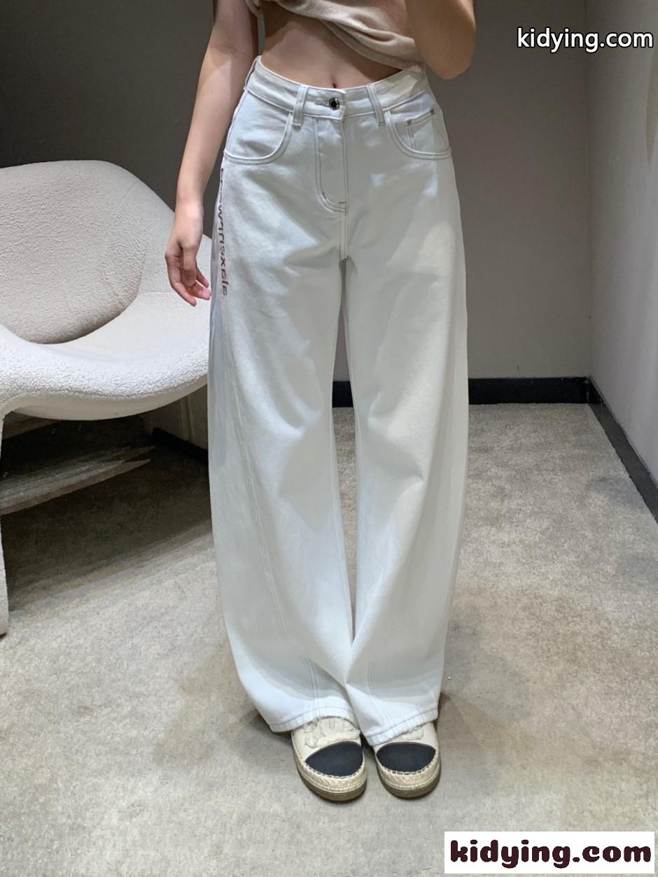 おしゃれ アレキサンダーワング ジーンズ 偽物 バレルレッグ デニムパンツ-4