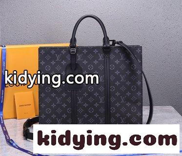 トップレベルのオリジナル ルイヴィトン バッグの種類 コピー Sac Plat Horizontal ZippéブリーフケースはMonogram Eclipse帆布と皮革を取材します-3