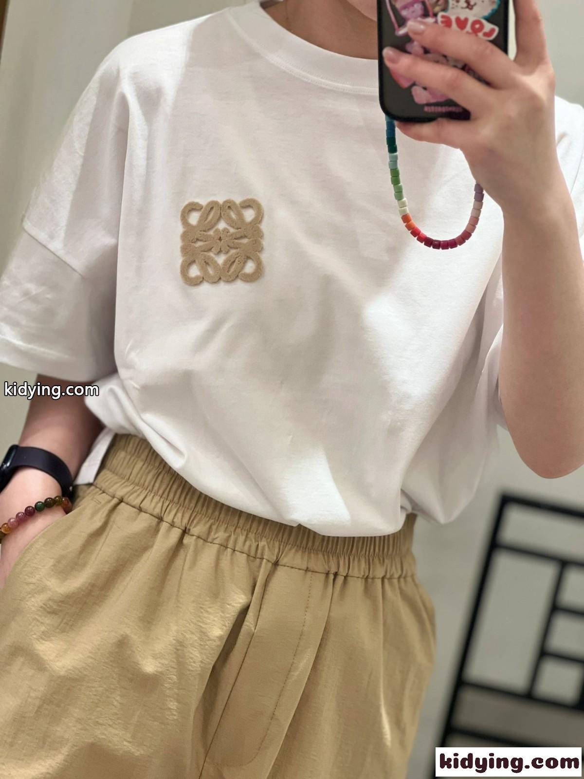 アナグラム コットン Tシャツ ロエベ Tシャツ コピー レディース ホワイト-4