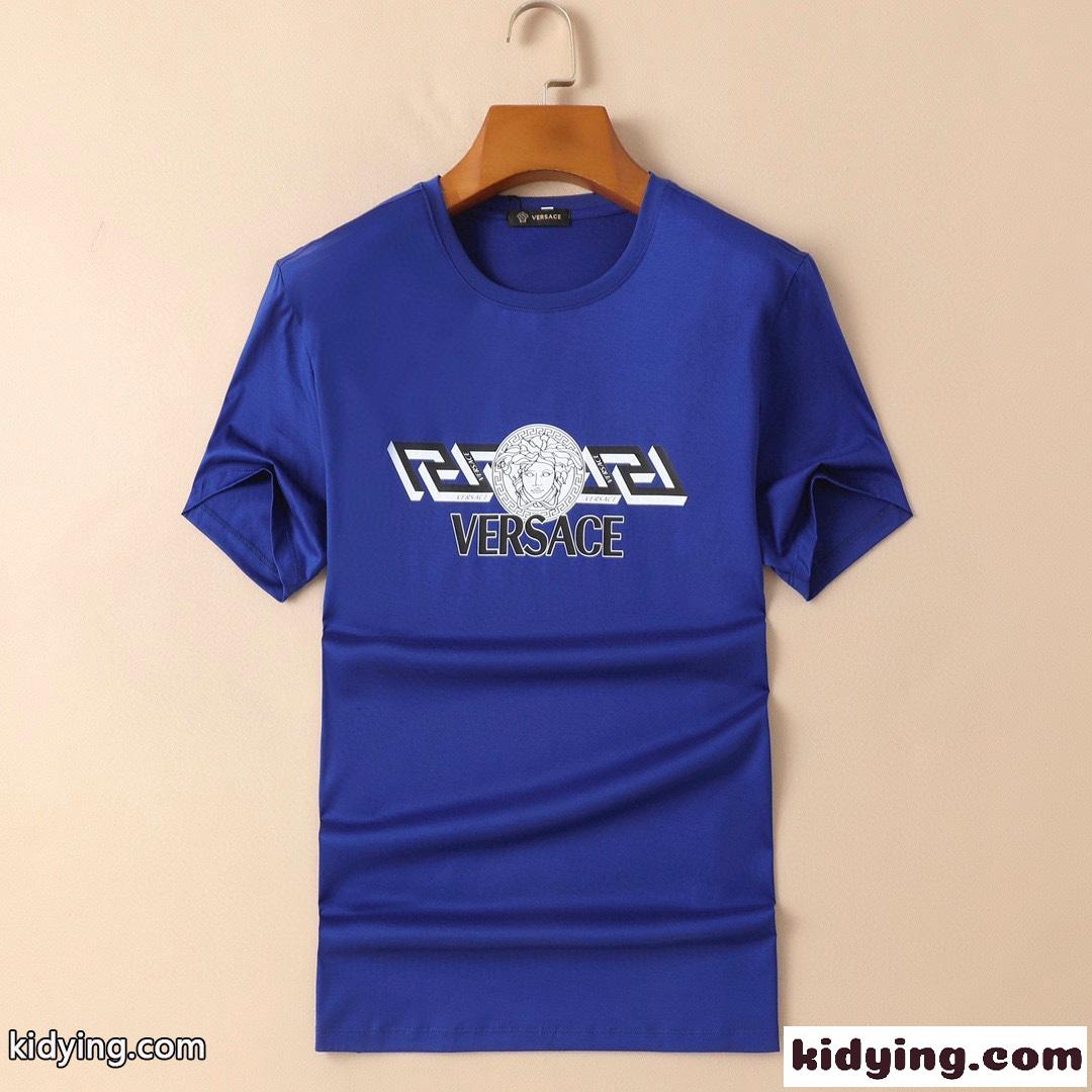5色あり シンプル 高級感 ロゴ プリント クルーネック 定番 ヴェルサーチェ 半袖Tシャツ コピー 柔らかい 快適 トップス-0