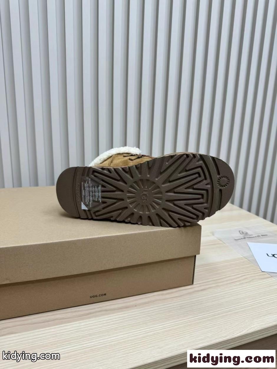 アグ スーパーコピー UGG プラットフォーム スエード レースアップブーツ ブラウン-4