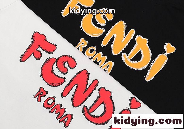 ユニセックス 定番 ロゴ プリント クルーネック フェンディ Tシャツ コピー 半袖 トップス 可愛い おしゃれ-11