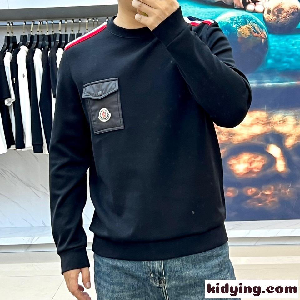 カジュアル お洒落 コットン スウェットシャツ モンクレール Tシャツ コピー ブラック-1
