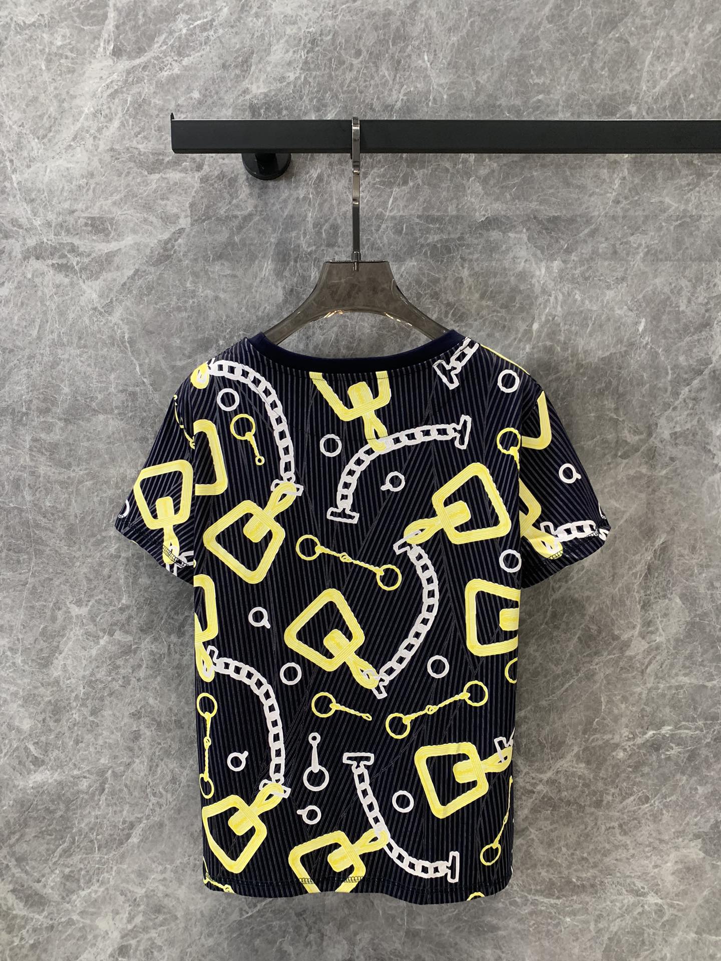 カジュアル お洒落 コットン 半袖Tシャツ エルメス Tシャツ コピー ブラック-1