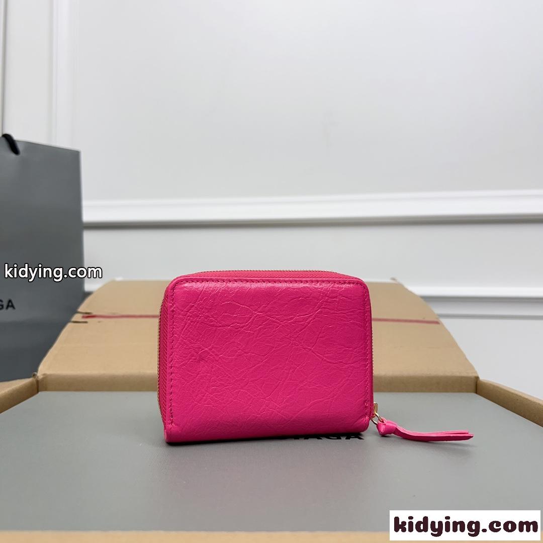 上品 高級感 コンパクトウォレット バレンシアガ 財布 コピー 二つ折り財布 ローズレッド-0