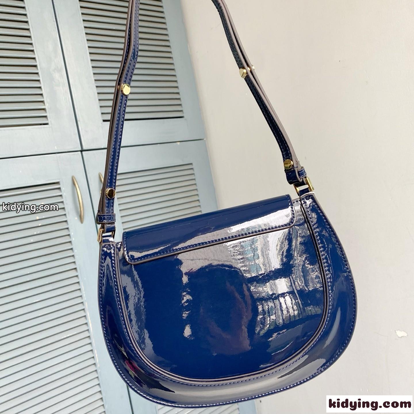 トリーバーチ ロビンソン レザー スモールフラップバッグ スーパーコピー ブルー-2