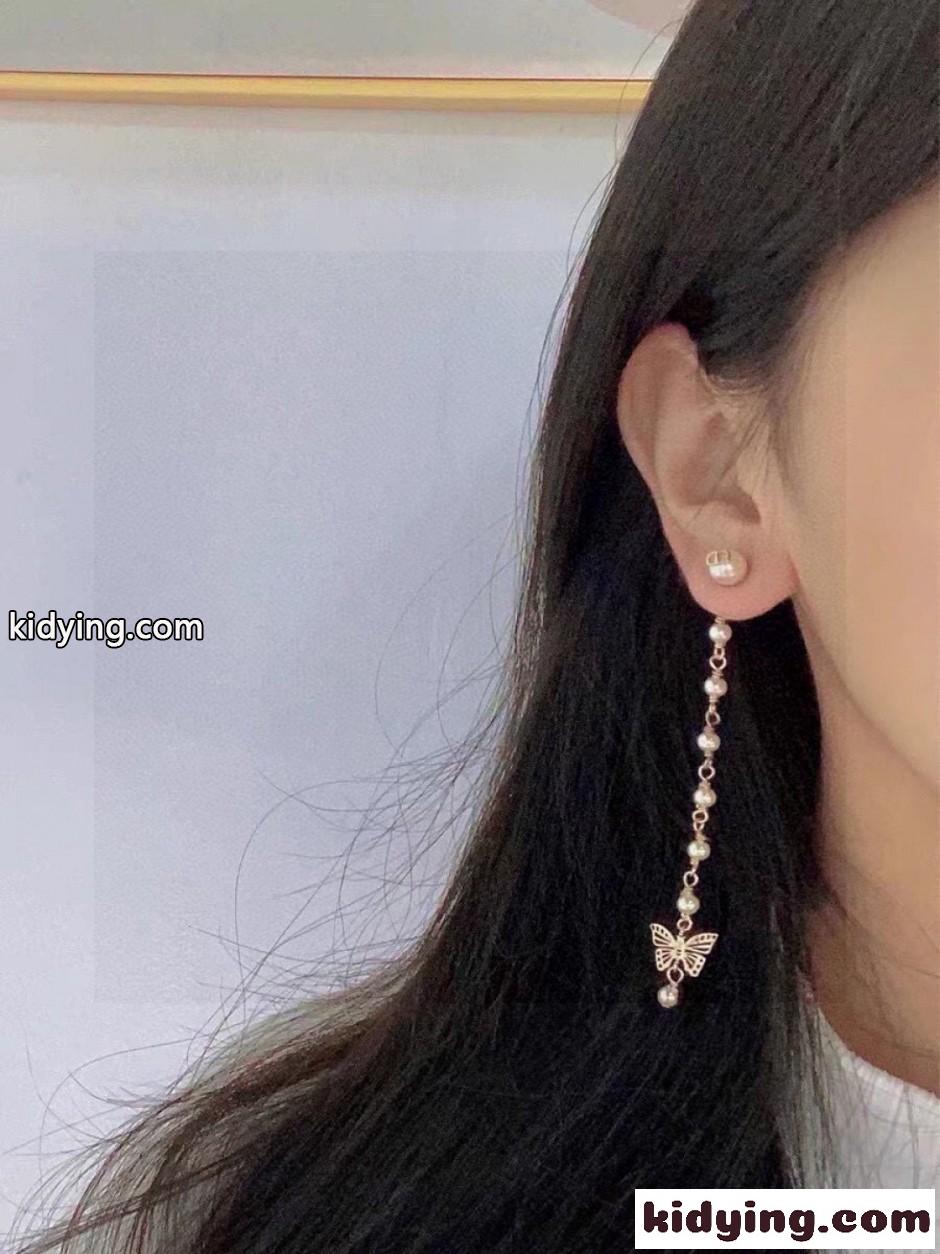 女子力アップ バタフライ ロングピアス クリスチャン・ディオール イヤリング 偽物-1