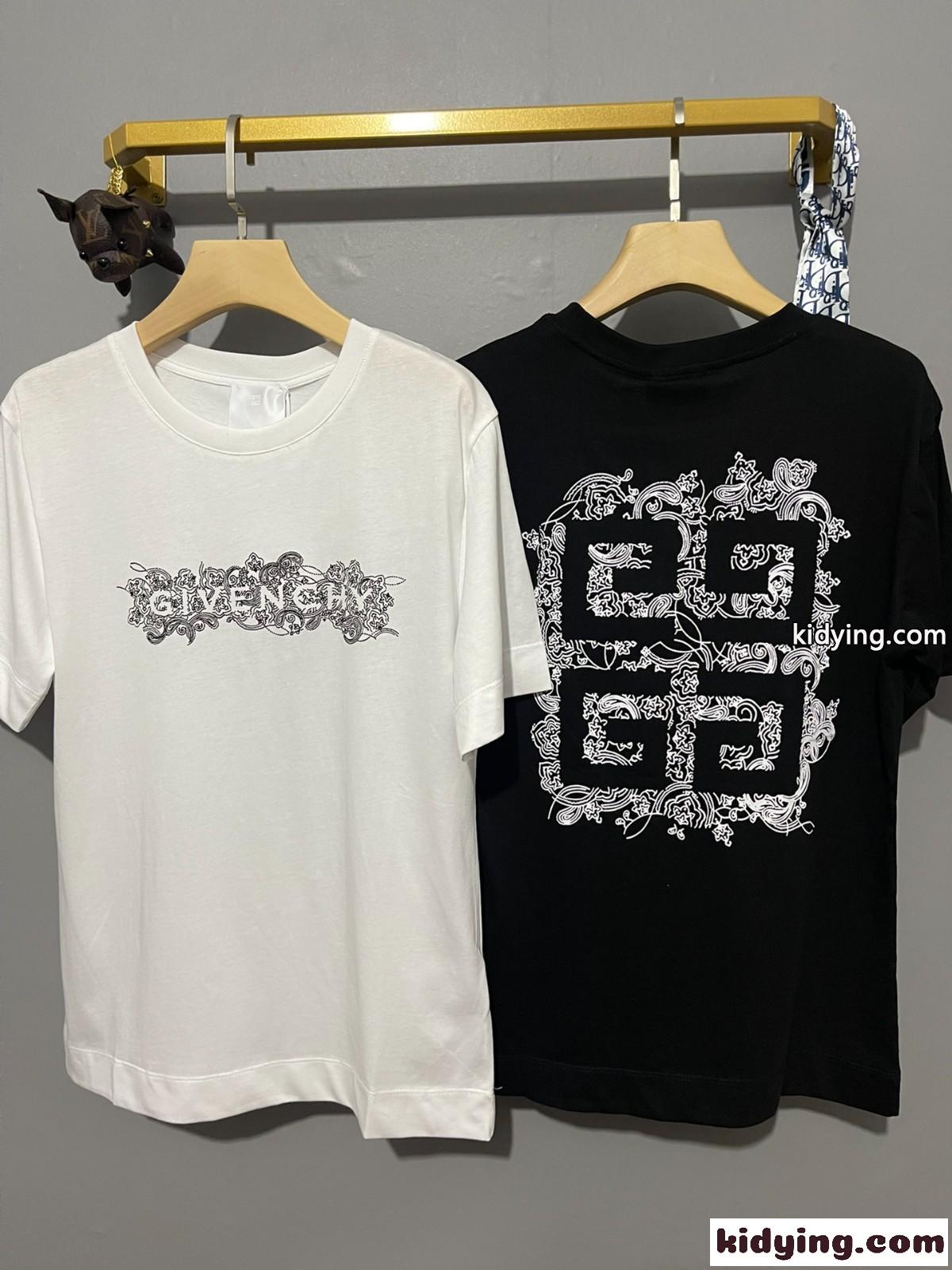 人気 ゆったり クールネック ロゴ コットン 半袖 トップス ジバンシィ Tシャツ コピー カジュアル オシャレホワイト ブラック-0