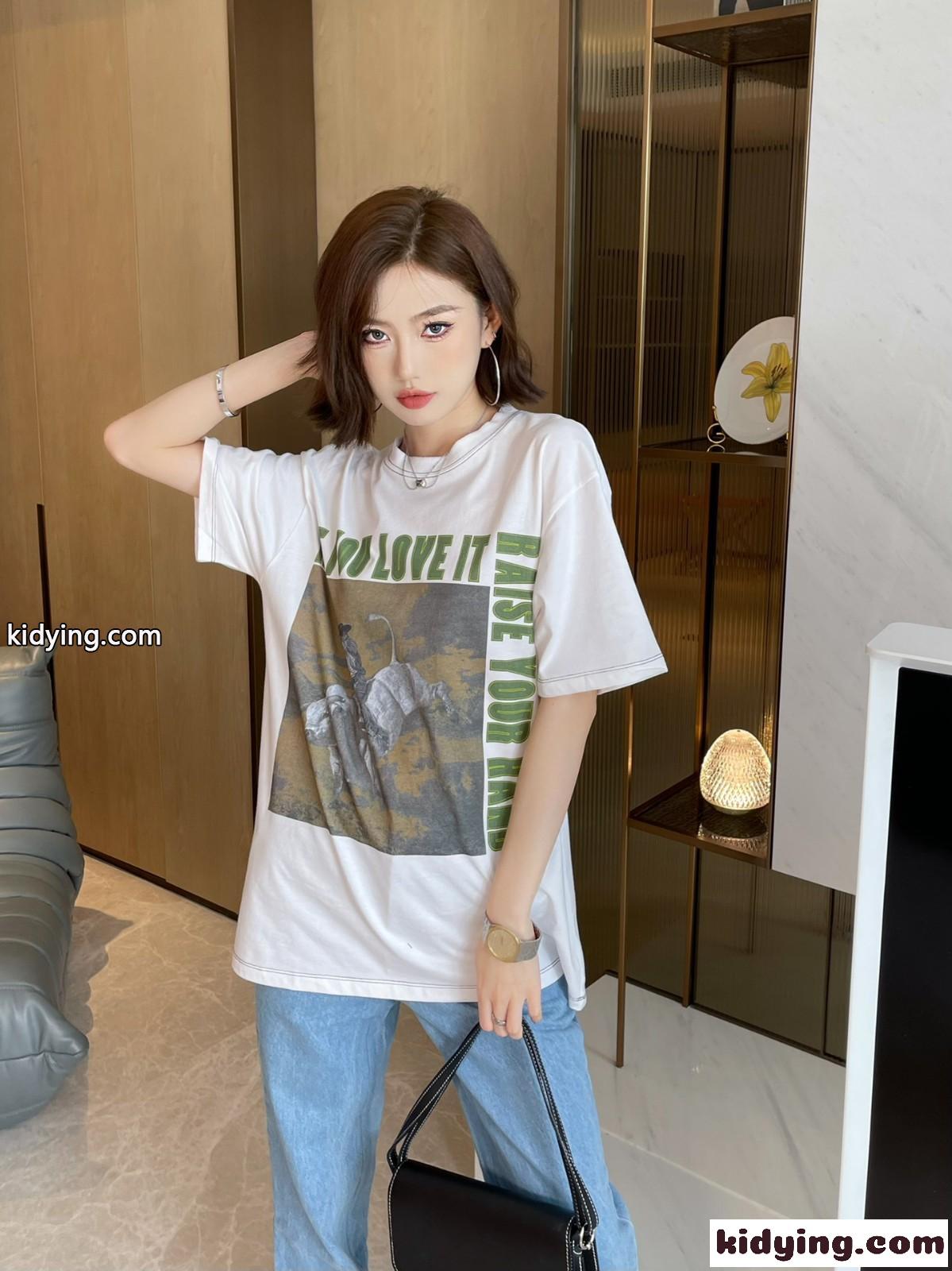 男女兼用 ゆったり ロエベ tシャツ コピー プリント カジュアル リラックス 着痩せ トップス-3