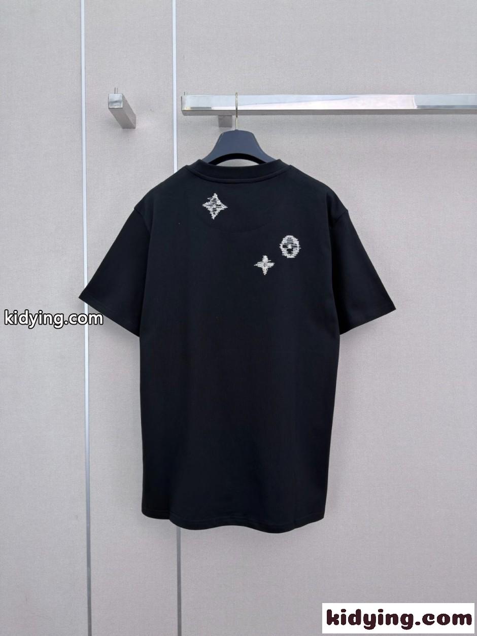 エンブロイダリー シグネチャーTシャツ ルイ・ヴィトン Tシャツ コピー ブラック-4