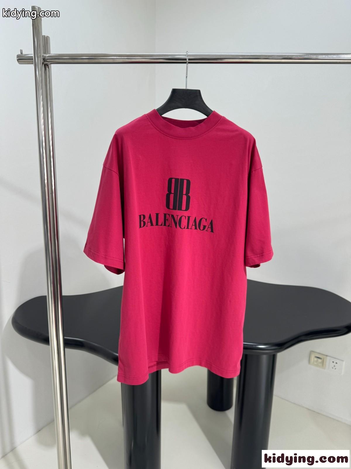 ユニセックス オーバーサイズ 半袖Tシャツ バレンシアガ Tシャツ コピー ピンク-0