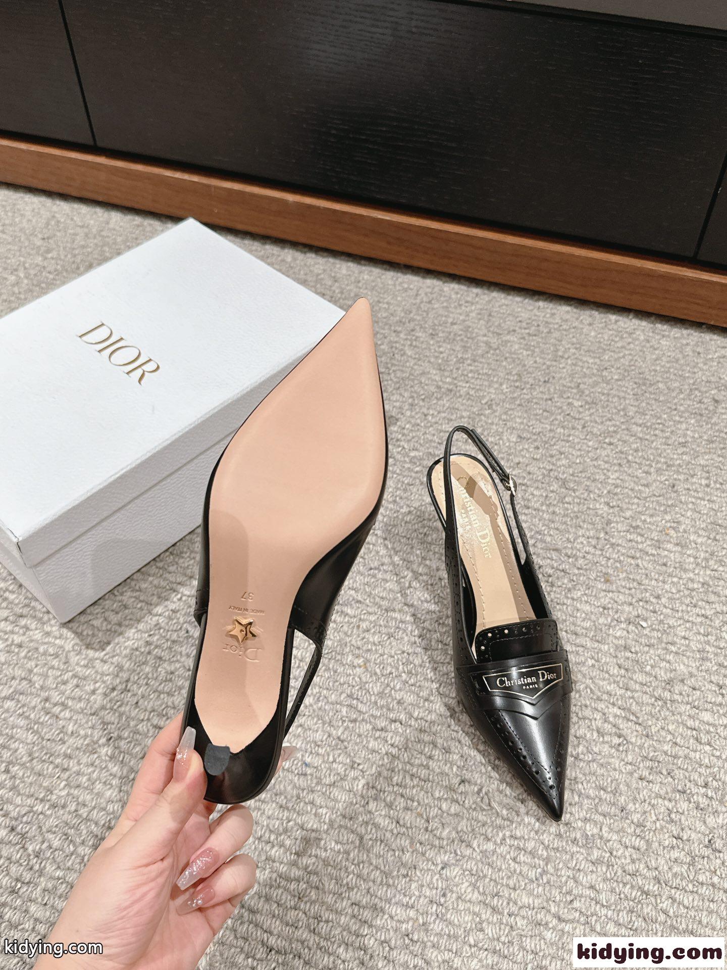24SS&Dior Boy スリングバックパンプス クリスチャン・ディオール パンプス コピー ブラック-4