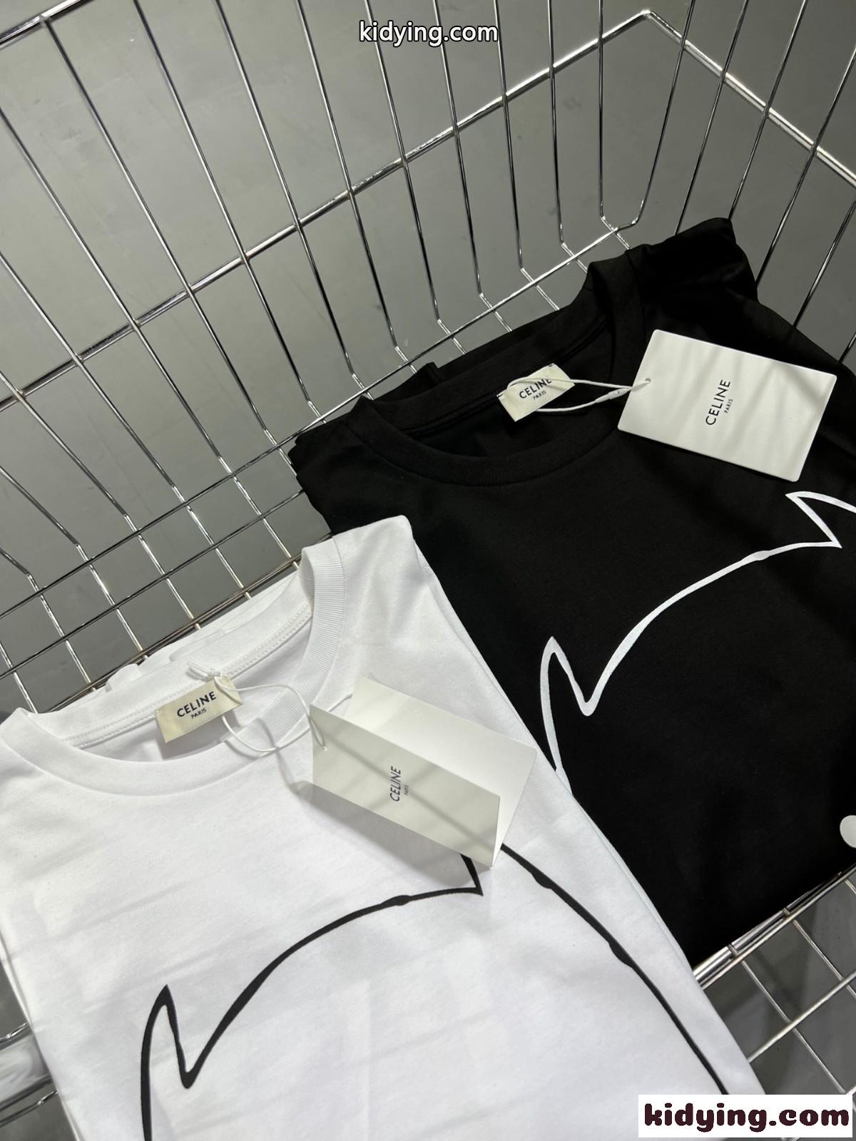 ユニセックス ルーズ 体型カバー プリント カジュアル 定番 セリーヌ tシャツ コピー クルーネック 半袖 トップス-3