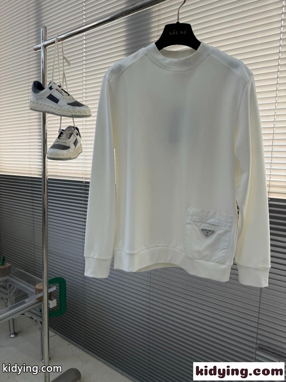 プラダ Tシャツ 偽物 シンプル カジュアル スウェットシャツ ホワイト-2