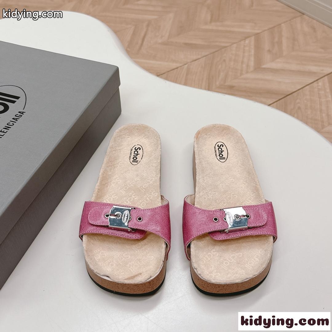 BALENCIAGA I Scholl フラット サンダル バレンシアガ サンダル コピー ピンク-0